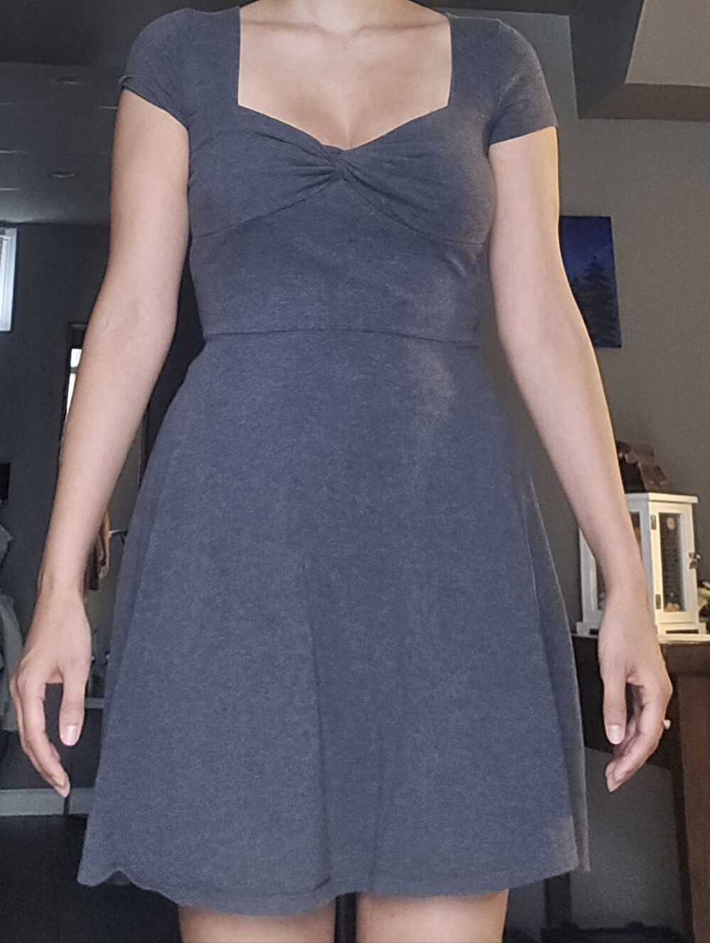 Hollister Gray Short Sleeve Tie Front Dress